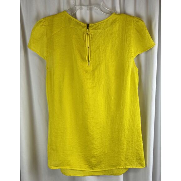 Ann Taylor LOFT Textured Cap Sleeves Blouse, Canary Yellow, Sz: S, 58-18 - Picture 9 of 16